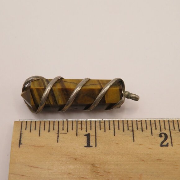 Tiger Eye Wire Wrap Pendant - Picture 4 of 5